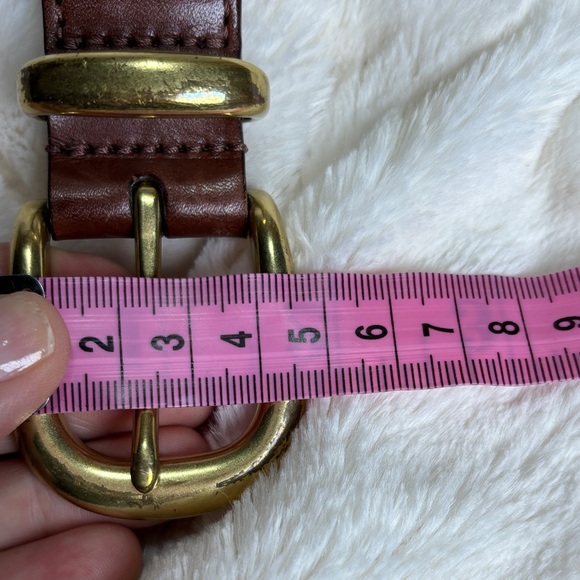 Vintage Coach Belt Leather 5922 Woven Braided Brown Solid Brass Crochet - Picture 10 of 11